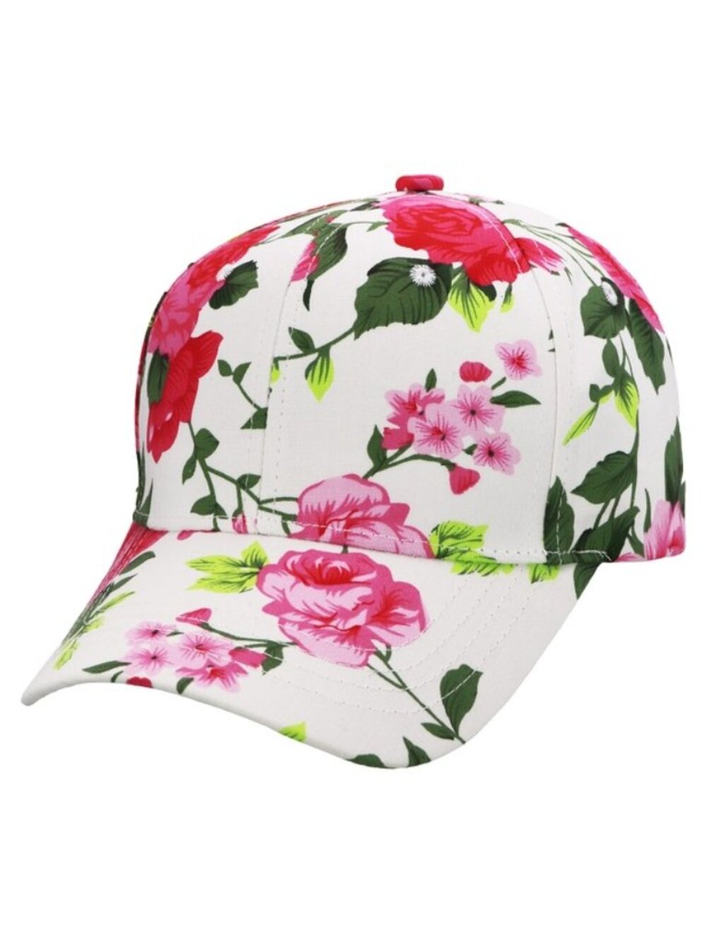 Floral Peony Garden Leaves Baseball Cap Hat PINK